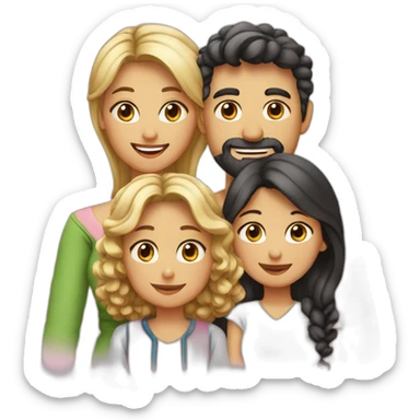 4persons-family-mom-asian-and-dad-arabic-and-daughter-curly-blonde-hair-and-arabic-son sticker