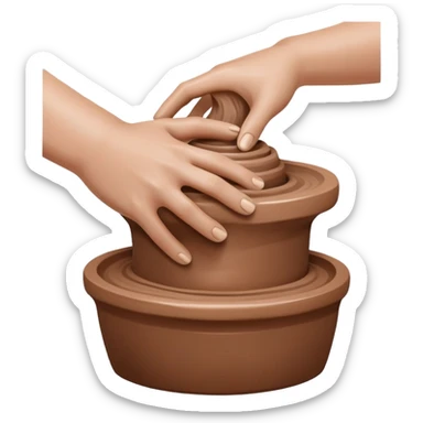 hand doing palm hug on mound of clay on silver pottery wheel sticker