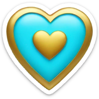 Light blue heart with gold  sticker