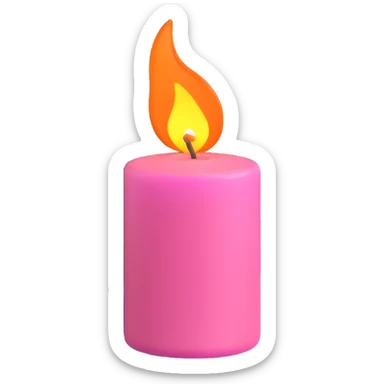 Draw a pink candle with a flame on it at an angle of 5 degrees from the horizontal. sticker