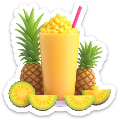 tropical smoothie with pineapple and coconut sticker
