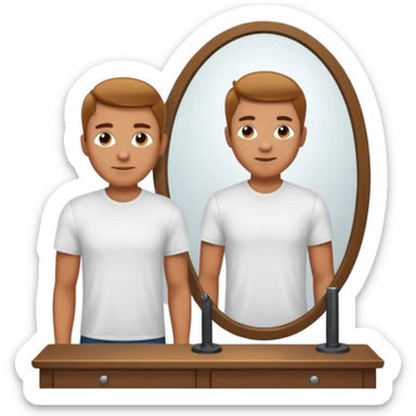a man stading in front of mirror sticker