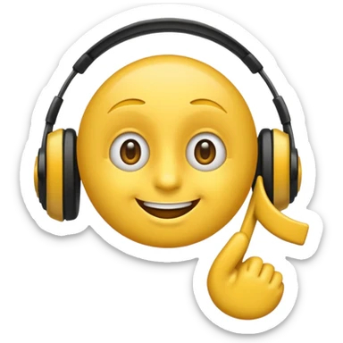 un emoji qui écoute de la musique avec un sourire discret  sticker