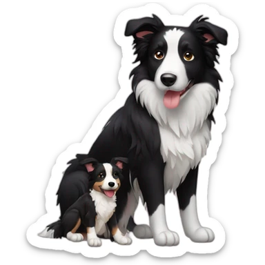 Border collie with puppy sticker