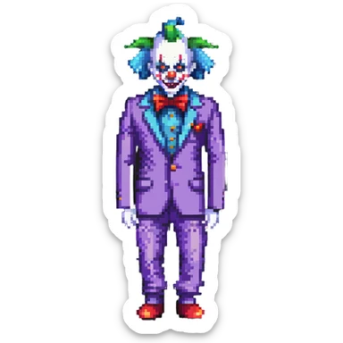 demonic clown wearing a leisure suit sticker