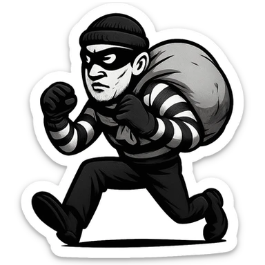 thief with mask in black and white sticker