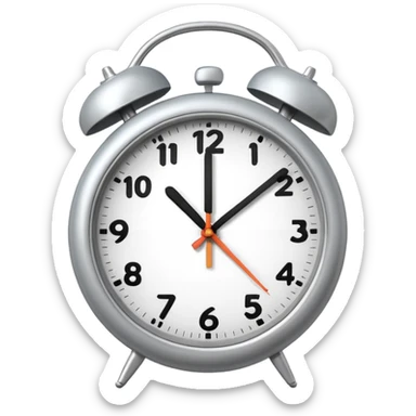 A 3D cartoon clock showing a few minutes before twelve, clean minimal background, Memoji-style. sticker