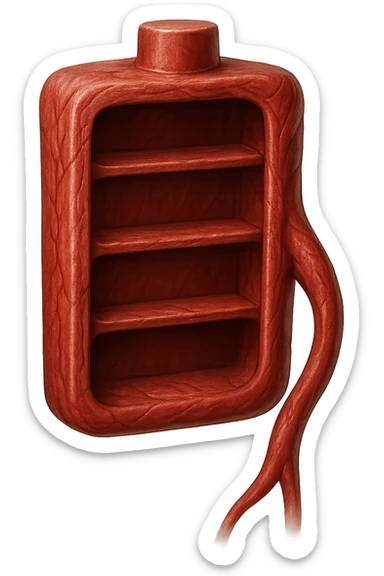 3D realistic medical illustration with red battery sticker