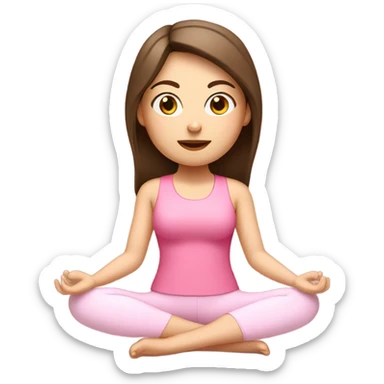 Brunette white girl with a pink yoga set meditating  sticker