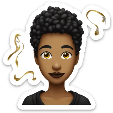 Person wearing black clothes with gold scribble graffiti graffiti style doodle scribble gold and maroon sticker