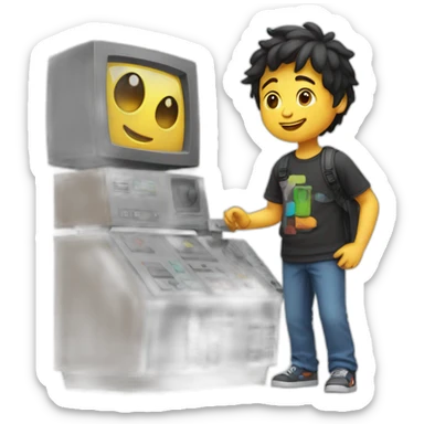 Un enfant qui joue à la console sticker