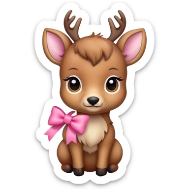 Baby deer with a pink bow sticker