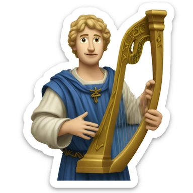 Petrarch holding a harp in his hand sticker