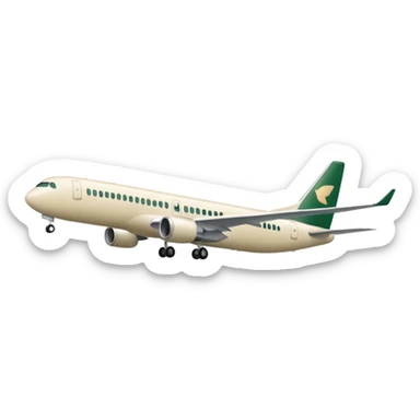emoji: long passenger airplane, main color light beige (milky), only dark green (#173e12) details, no other colors, Apple emoji style, no text sticker
