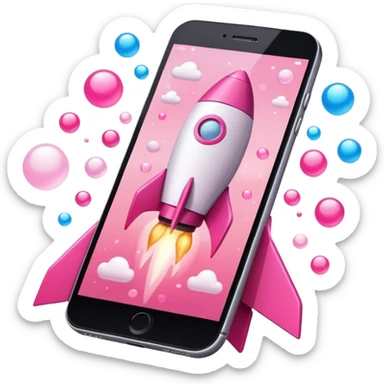 mix light pink dark pink and white girly phone ui rocket sticker
