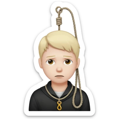 😔 with noose around neck sticker