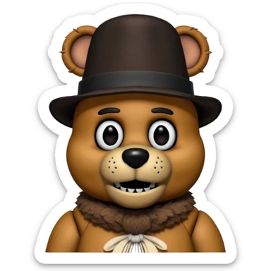 Freddy Fazbear with black and tiny hat from Five Nights At Freddy's Movie sticker