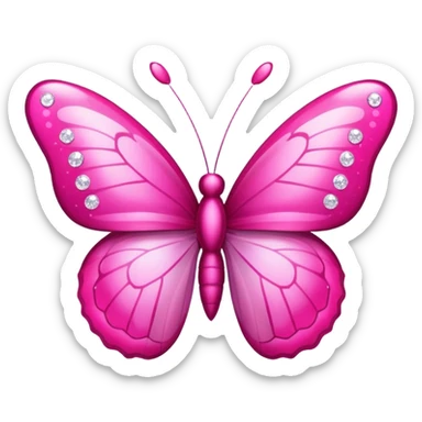 pink butterfly emoji, with sparkles, vibrant pink, apple style sticker