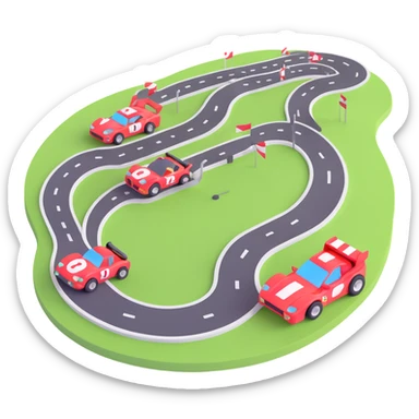 race track with racing cars sticker