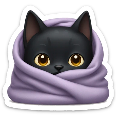 sobbing black cat in a blanket sticker