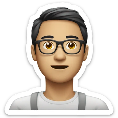 young Asian man with glasses and longish hai sticker
