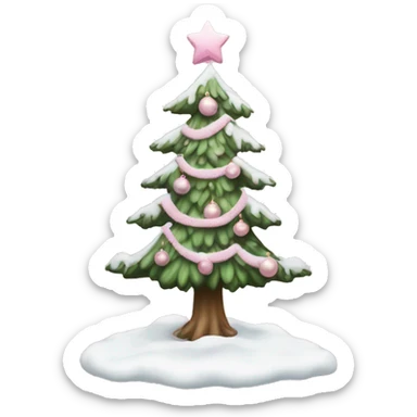 christmas tree with snow and pale pink ornaments  sticker