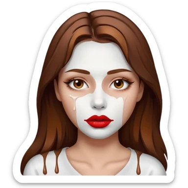 Brown Hair Woman , white paint , drip, face, hot  Sexy, lips sticker