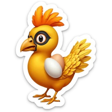 A 3D cartoon Sankofa bird with its head turned backward holding an egg in its beak, symbolizing learning from the past, vibrant colors, smooth lighting, Memoji-style rendering. sticker