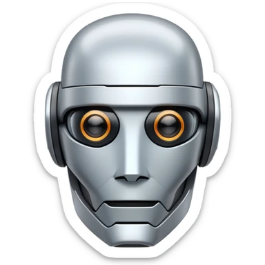 sleek robot head with a digital visor, ultimate AI assistant, Jarvis-inspired sticker