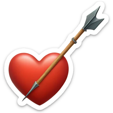 A red heart pierced with an arrow sticker