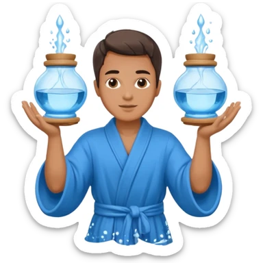 Water bearer holding do jars and spiking water inspired by aquarius sign sticker