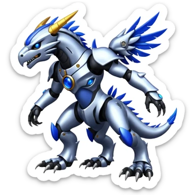  Cool Edgy Shiny Feathery Cyber-Greymon-Fionbri-Protogen-Weregarurumon full body sticker