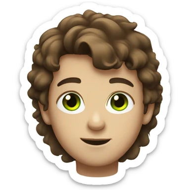 Boy with fluffy brown hair and green eyes sticker