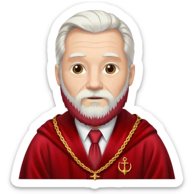 An older man with long white hair and beard, wearing a red tie and robe (possibly inspired by Dumbledore). sticker