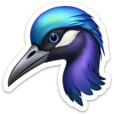 Blue and black Sicklebill headshot sticker