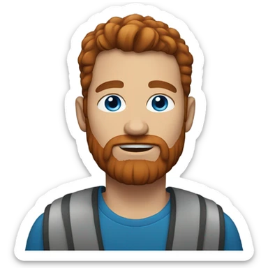 Man with blue eyes and brown hair and red beard sticker