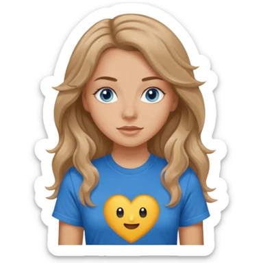 White Girl with light brown wavy long hair and blue eyes who likes to go to music events sticker