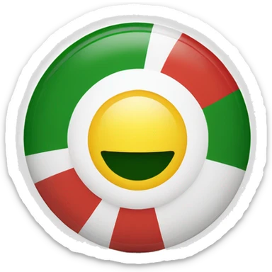 A red, white, and green tricolour, with a yellow 21 rayed sun in the center sticker