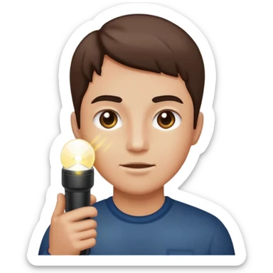 Night time story with flash light shining up on face sticker