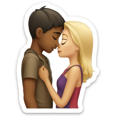 blonde girl kisses peruvian boy sticker
