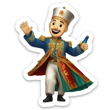 Russian Czar dancing with bottle sticker