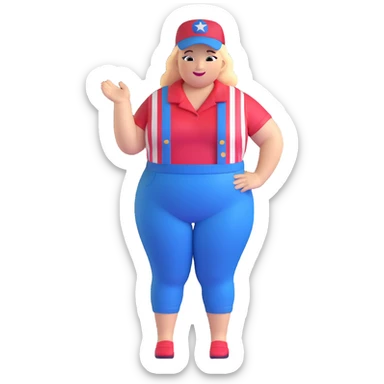 cheerful plus-size person with American hat sticker