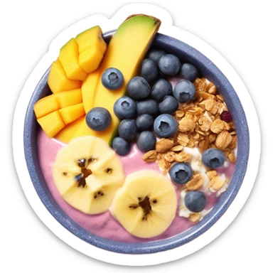 Mango smoothie bowl with toppings and blueberries  sticker