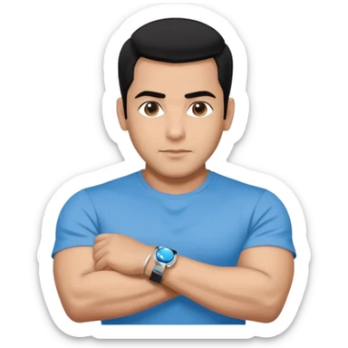 pretty bratz emoji of salman khan wearing a black tee, silver- blue bracelet, black hair sticker