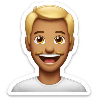 happy boy with facial hair devil style sticker