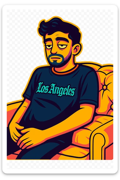 Convert the photo to a cartoon sticker in the style of Flux Pro with a sleepy expression and transparent background. The style should reflect the vibrant and pop colors typical of Flux Pro cartoon stickers. sticker