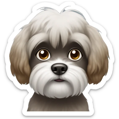 A white Shitzu with brown fur around her mouth, and a little bit of dark grey fur on her eyes and ears. sticker