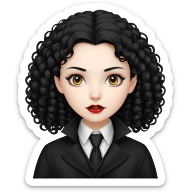 female curly  vampire with coat long collars with tie sticker