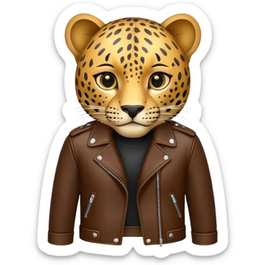 leopard in leather jacket sticker
