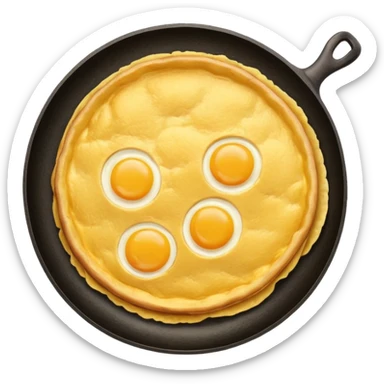 Round spanish potato omelet no plate, plain ok top no toppings nor yolks sticker